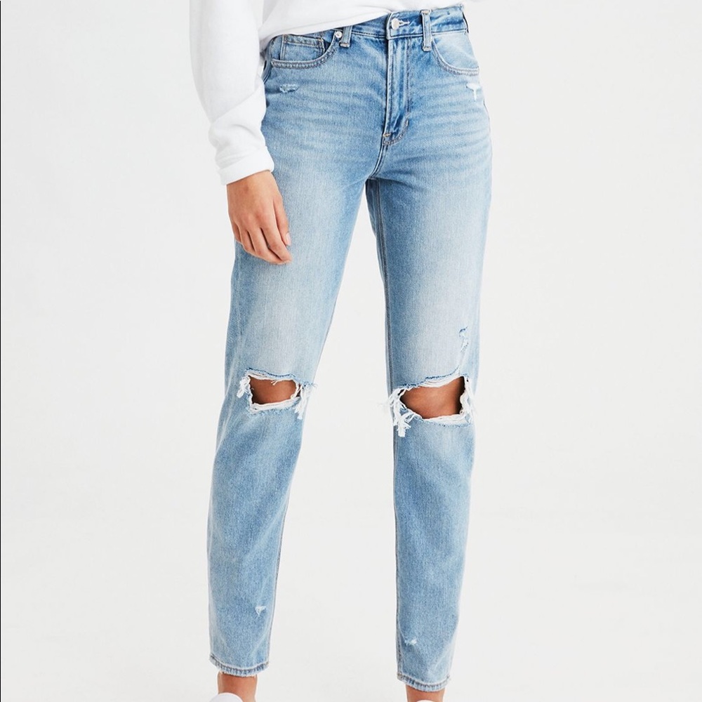 AE mom jeans distressed